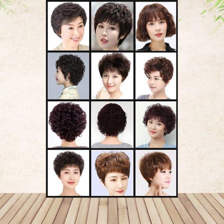 中老年流行发型海报美发店女士短发图片装饰发廊专用画理发店贴画