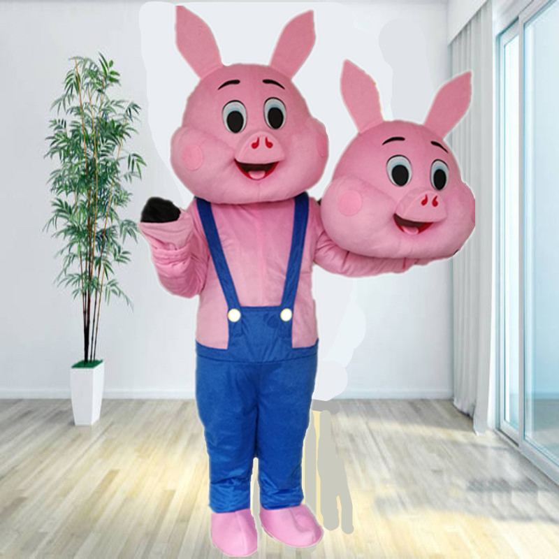 背带裤猪卡通人偶服装粉红猪人穿玩偶母猪动漫人物头套紫猪厨师猪
