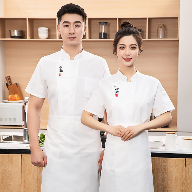 可批速发现货夏季中国风中餐面馆中式厨房厨师工作服男女专业厨师