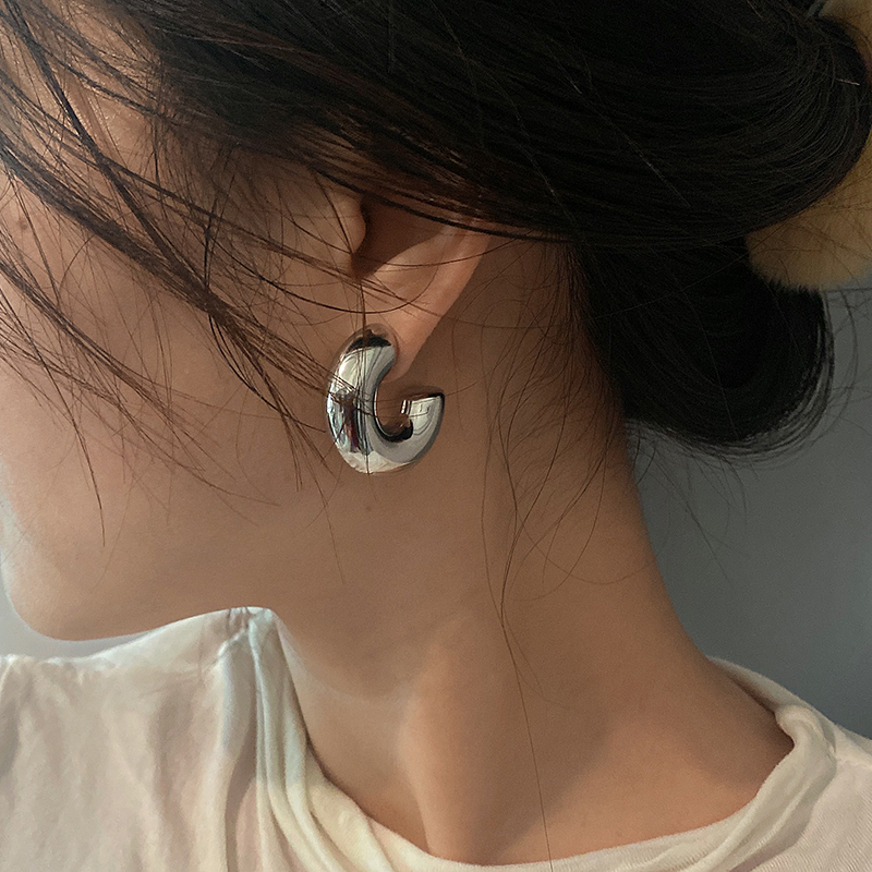 GWE欧美ins新款几何圆圈圈耳环925银针简约时尚百搭耳钉小众设计