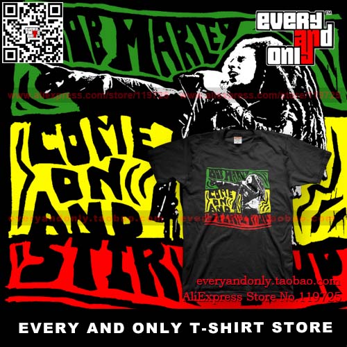 BOB MARLEY鲍勃马利Stir Up 牙买加雷鬼街头嘻哈朋克人物音乐T恤