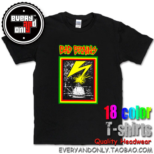 Bad Brains硬核朋克雷鬼乐队Lightning Bolt青春流行圆领印花T恤