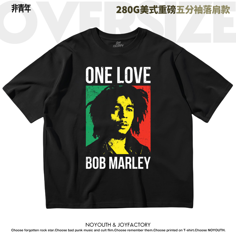 美式重磅雷鬼Bob Marley鲍勃马利Reggae男女款五分袖纯棉T恤