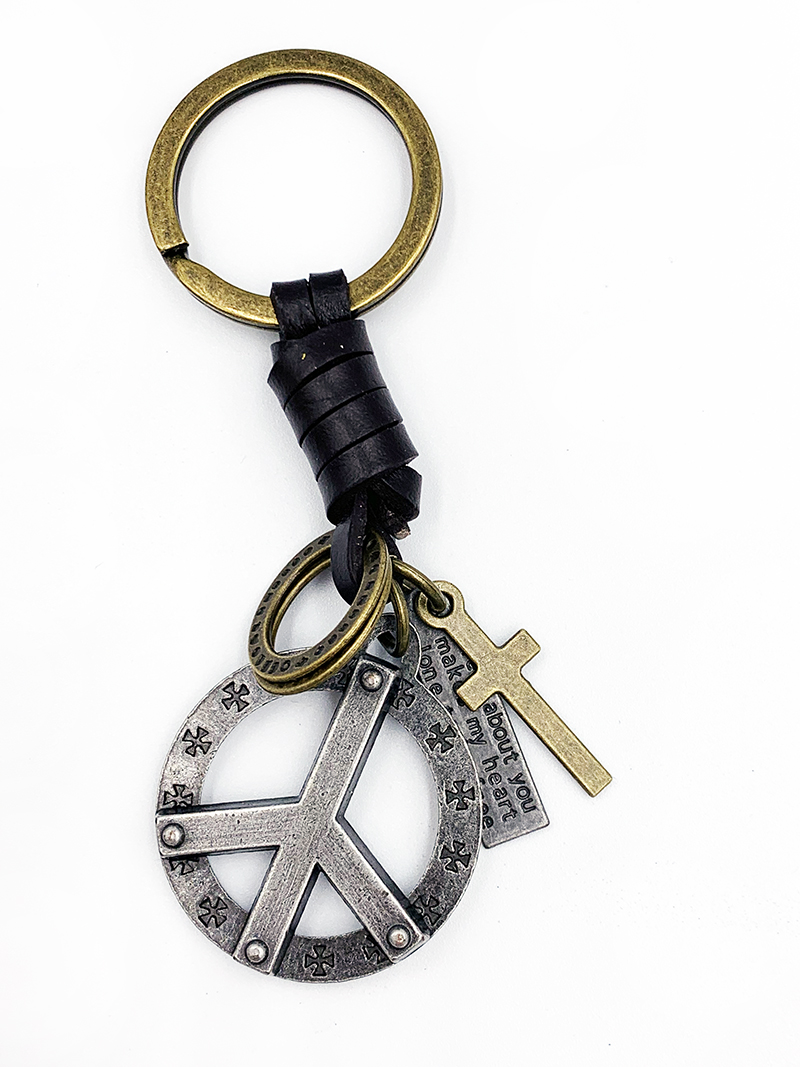 牙买加雷鬼潮牌反战和平peace金属真皮朋克包挂件配饰钥匙扣链