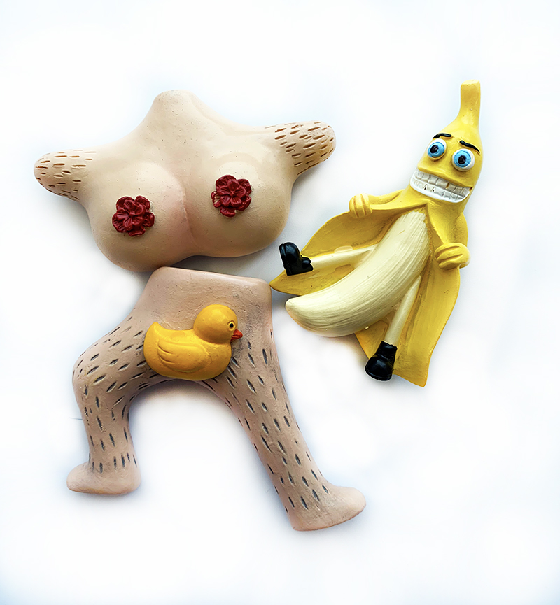 欧美亚文化恶搞身体香蕉大腿亚克力树脂卡通创意装饰磁铁冰箱贴