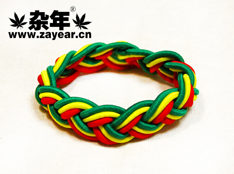 【杂年文化】牙买加雷鬼红黄绿reggae嘻哈街舞 皮圈发绳皮筋发圈