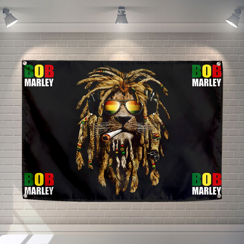 可定制雷鬼reggae狮子 bob marley 摇滚酒吧琴行背景墙饰挂旗挂布