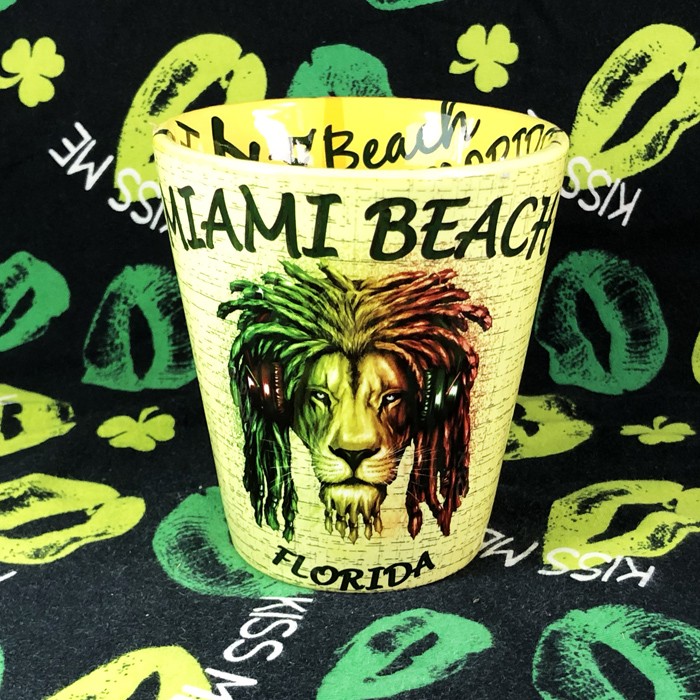 miami beach迈阿密个性卡通狮子摇滚嘻哈雷鬼陶瓷马克水杯咖啡杯