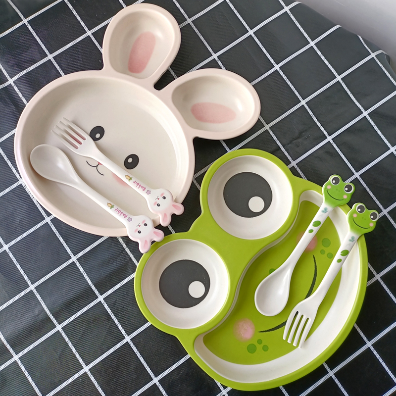 希尔餐厅婴儿童餐具可爱宝宝男女孩餐盘叉勺儿童辅食兔子青蛙盘子
