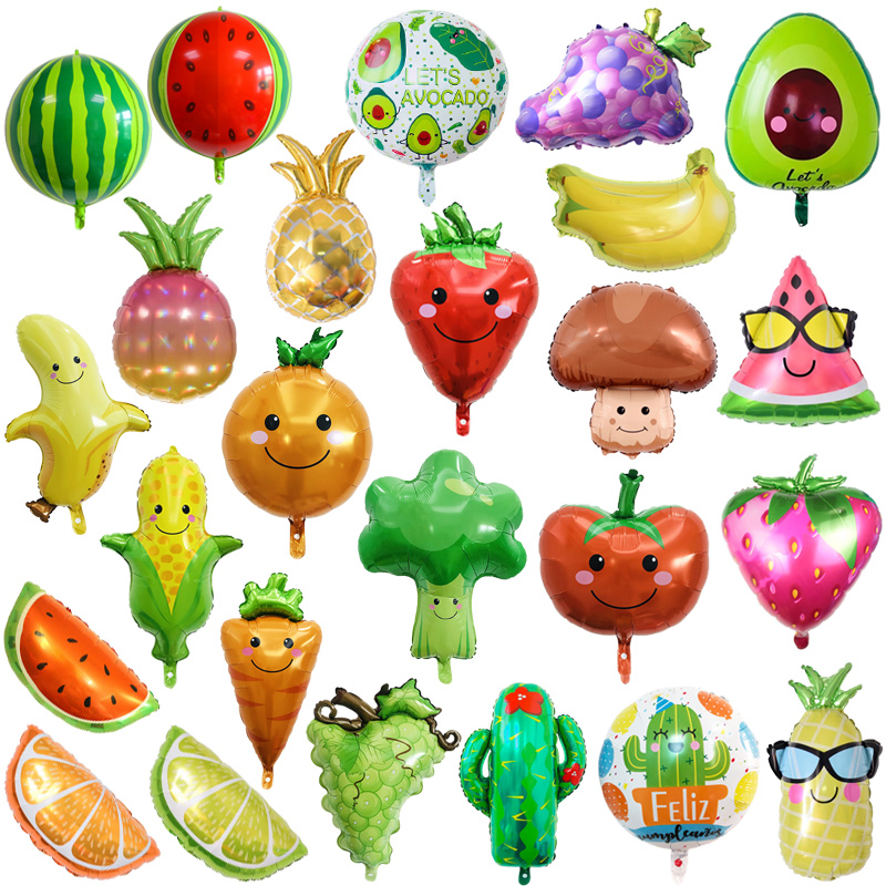 水果蔬菜墨西哥美食铝膜气球儿童宝宝卡通仙人掌生日派对用品布置