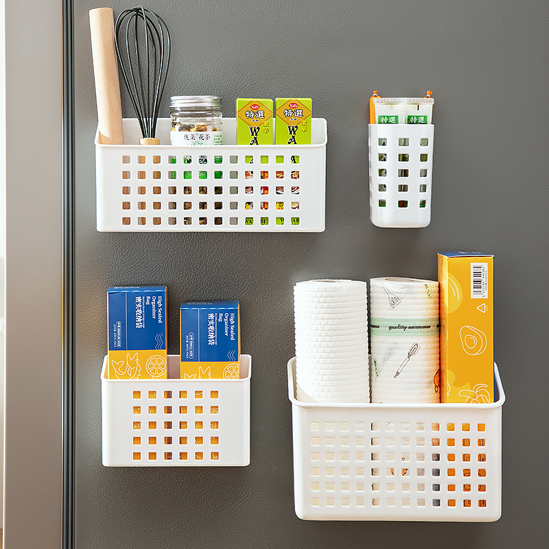 日本磁吸收纳盒冰箱侧面置物架磁铁免打孔壁挂式厨房保鲜膜储物盒