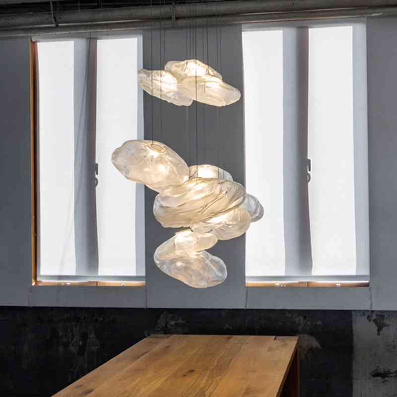 2024现代简约楼梯玻璃客厅吊灯单头餐厅吊灯吧台店铺中山灯具
