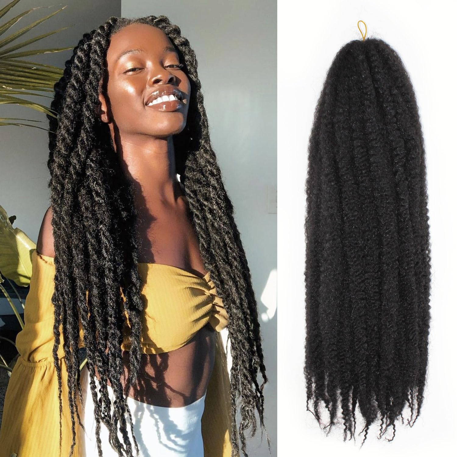 非洲黑人假发毛毛虫脏辫接发75厘米Marley braids afro hair 30
