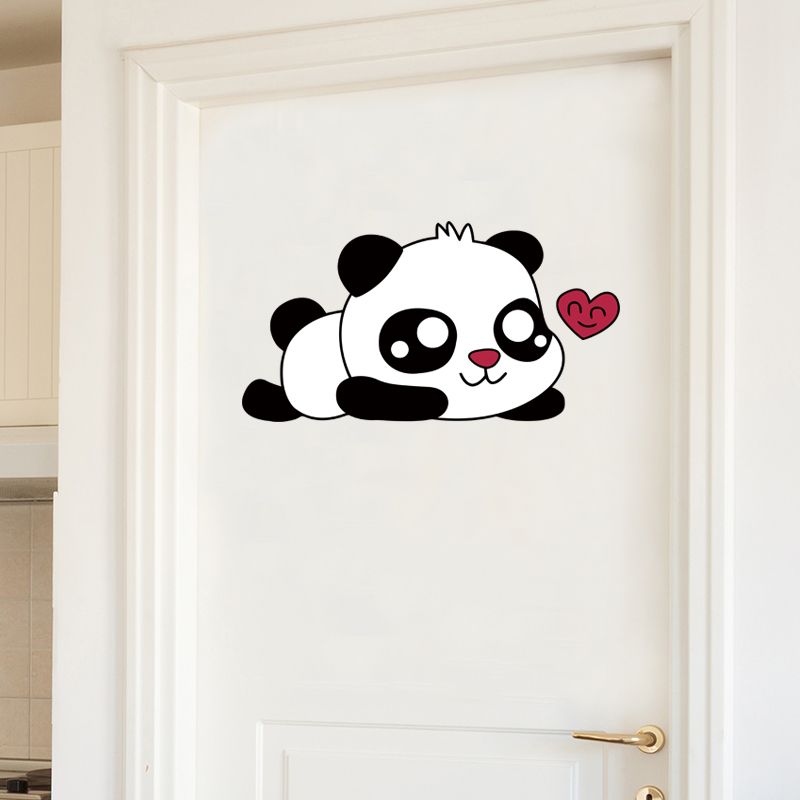 小熊猫贴纸卡通门贴自粘卧室墙壁纸贴画儿童房间装饰贴遮丑大图案