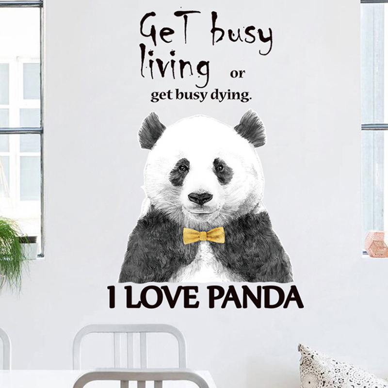 卡通动物贴纸绅士熊猫装饰墙贴画客厅房间卧室墙面布置自粘墙壁纸