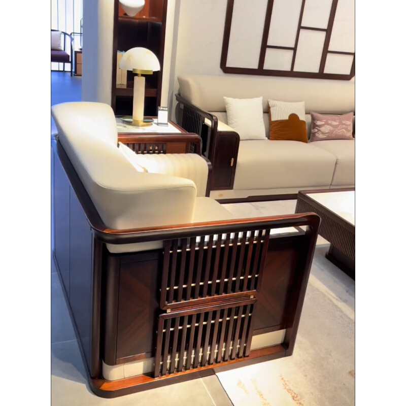 新中式乌金木沙发组合全实木现代简约别墅客厅全套大户型高档家具