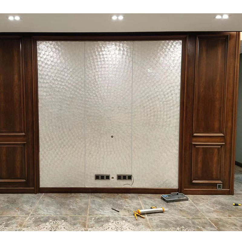 贝壳马赛克瓷砖 新中式轻奢造型板定制 客厅玄关电视背景墙装饰板