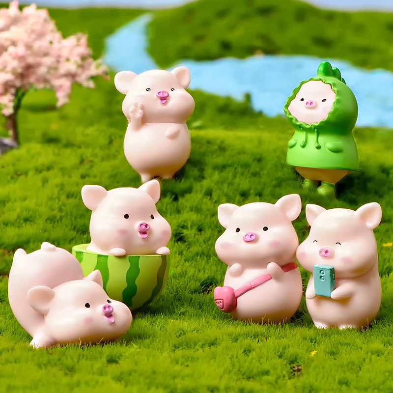 趣玩园艺可爱卡通小懒猪微景观装饰多肉花盆造景摆件可爱小动物猪