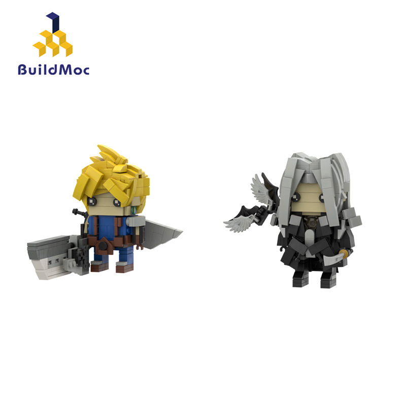 BuildMOC拼装积木玩具最终幻想克劳德和boss萨菲罗斯方头人仔模型