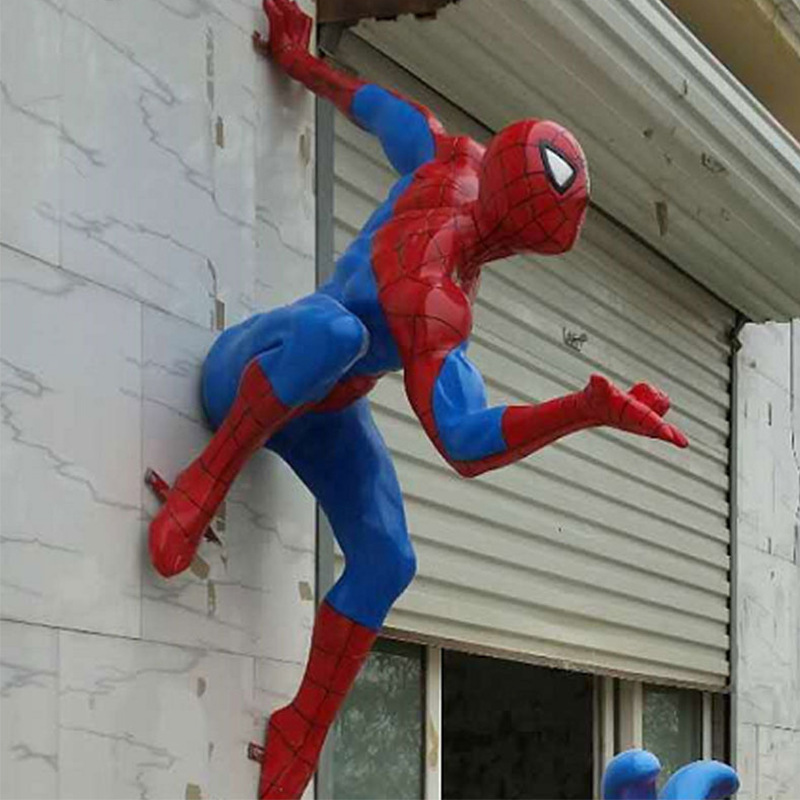 玻璃钢仿真蜘蛛侠雕塑漫威人物电影院商场网吧装饰品门头摆件