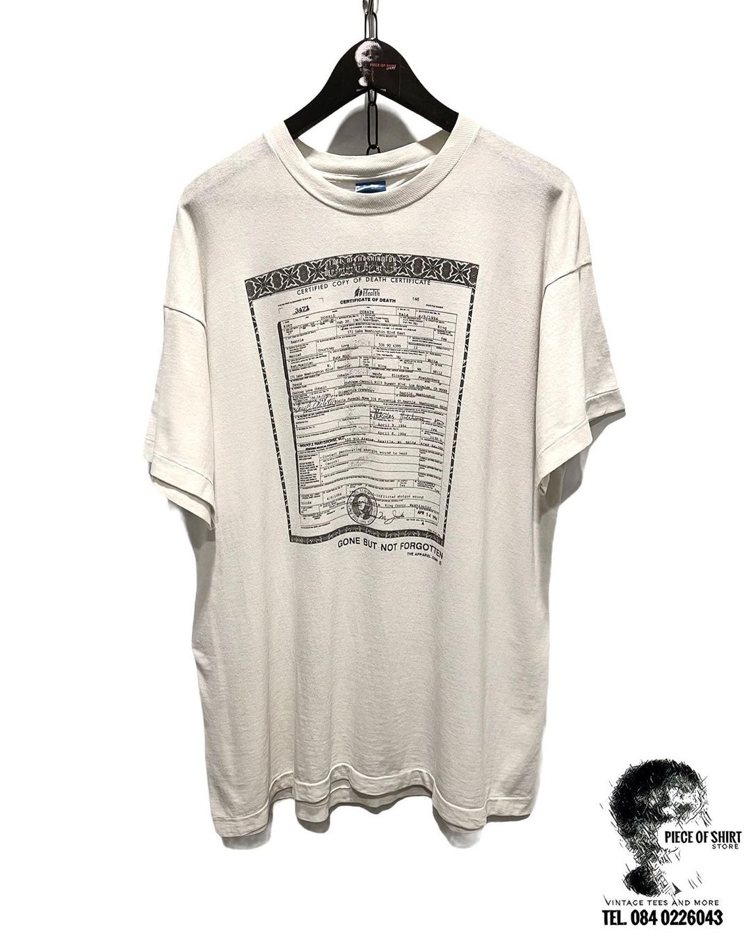 1994科特柯本Kurt Cobain死亡证明vintage高街宽松重磅短袖T恤