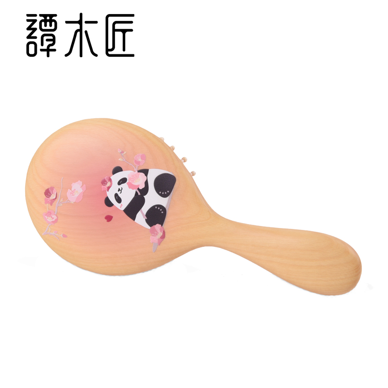 谭木匠新品熊猫系列护发按摩梳 气囊梳 桃花滚滚 创意可爱礼物