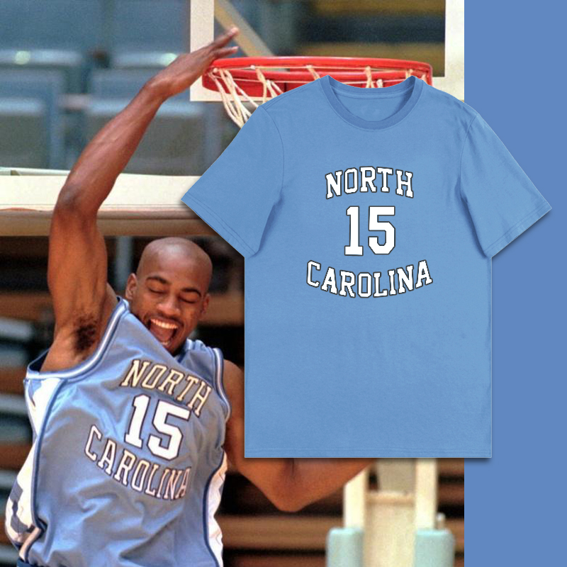 北卡罗莱纳大学卡特vc15号北卡蓝短袖t恤夏季男士篮球半袖圆领棉