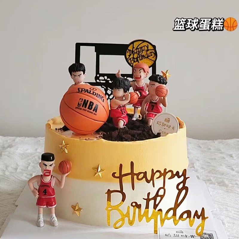 2023网红创意篮球球鞋模型蛋糕装饰摆件男神男孩生日情景派对配件