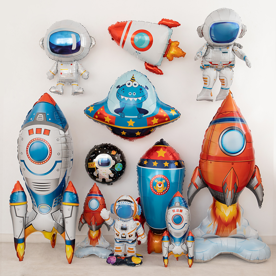 太空人铝膜气球宇航员4D立体火箭卡通铝膜儿童男孩生日布置装饰品