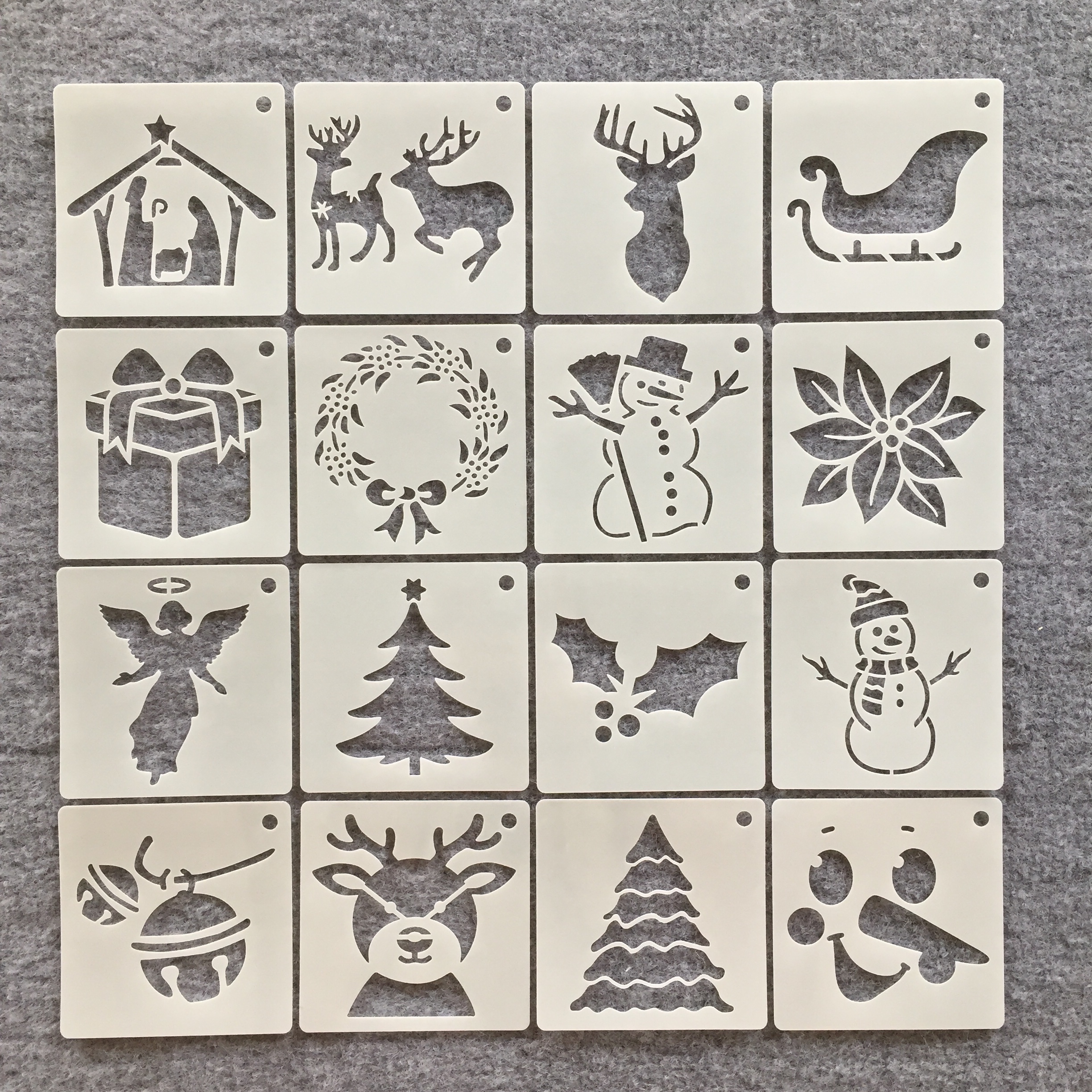 小号圣诞节贺卡手账儿童绘画手工创意涂鸦辅助镂空绘图绘画模板尺