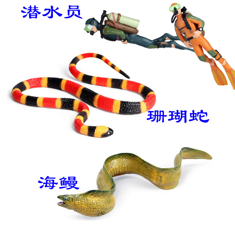 硬塑料海蛇海鳗鱼玩具潜水员珊瑚蛇仿真模型儿童认知海洋动物公仔