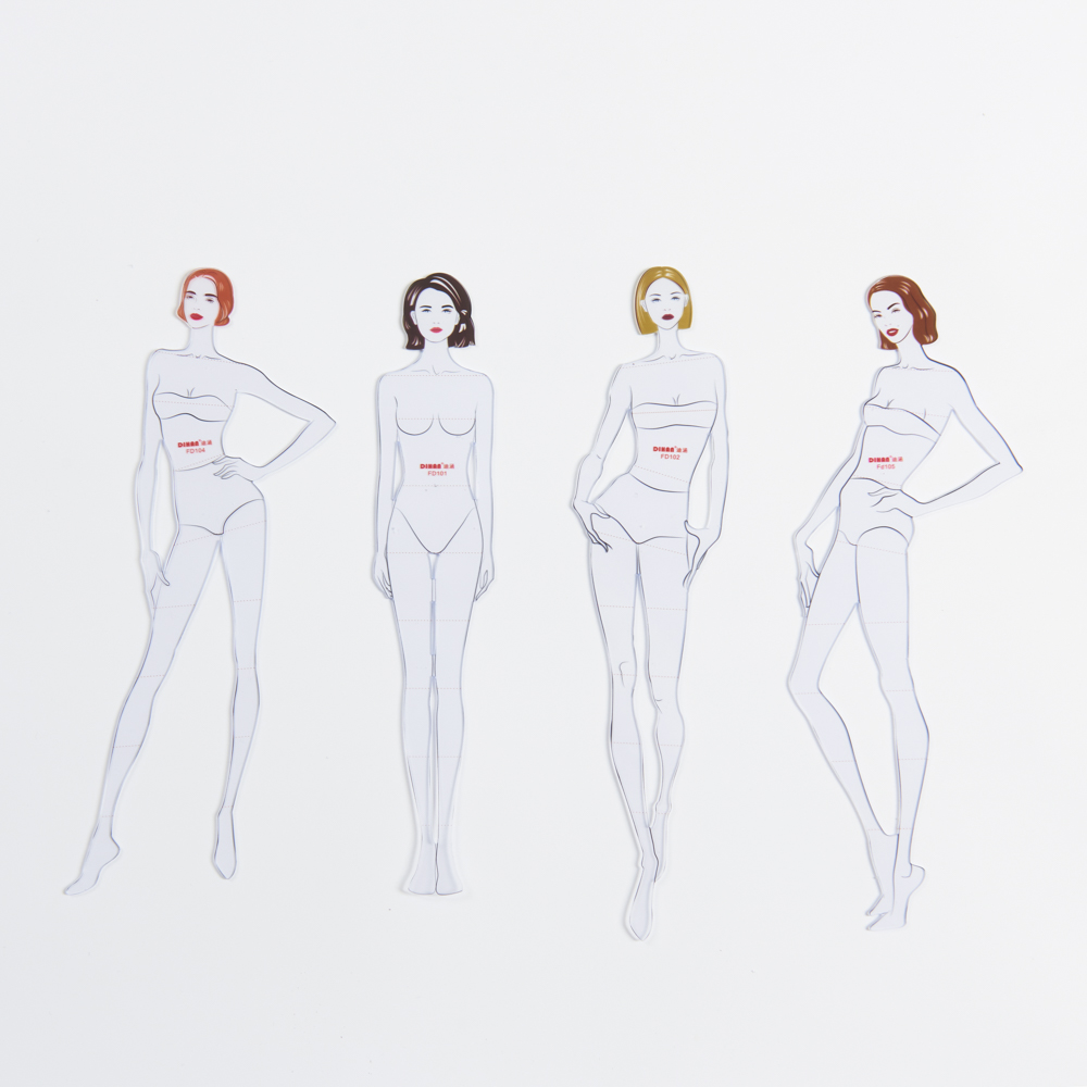迪涵/DIHAN 女子服装设计人体时装动态图尺子 手绘模特效果图模板