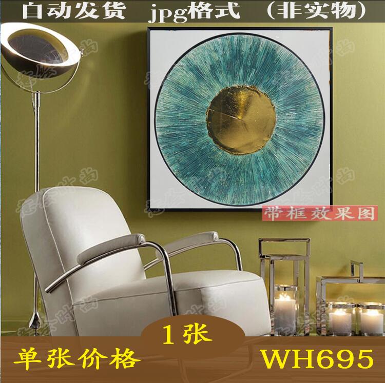 新中式创意金色圆圈抽象装饰画样板房玄关挂画微喷画芯素材图片