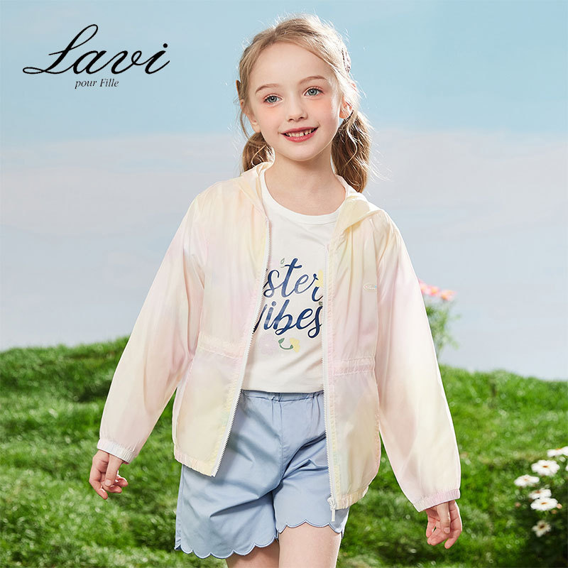 LAVI2023夏季新款儿童女童外套户外梭织皮肤衣外套时尚渐变