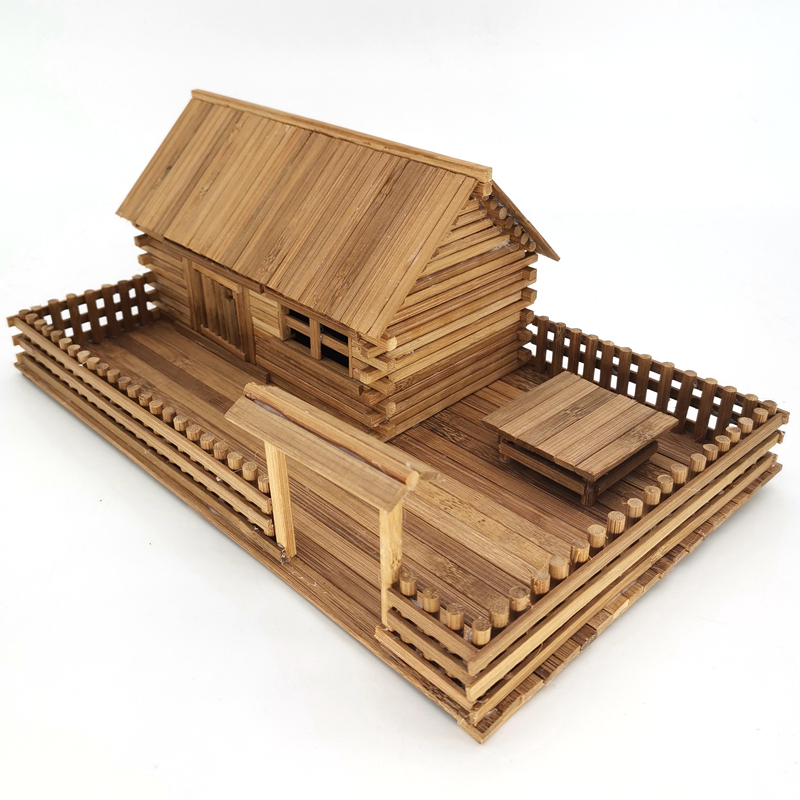 DIY创意手工制作农家木屋小院建筑模型庭院竹艺材料包学校作业