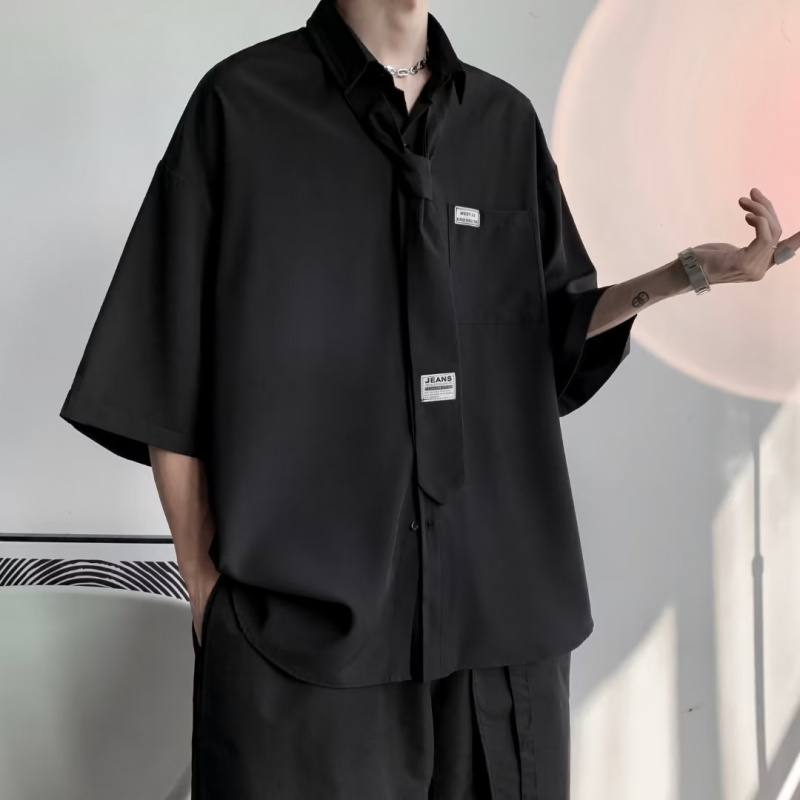 日式个性发廊美发助理技师工作服潮店日系领带衬衫工作服logo定制