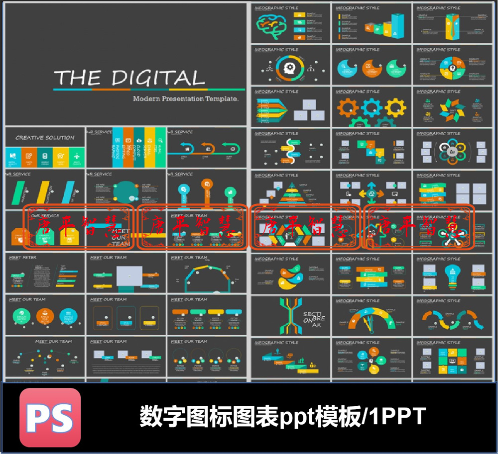 商务图表图标趋势图研究技术科研ppt模板可编辑素材