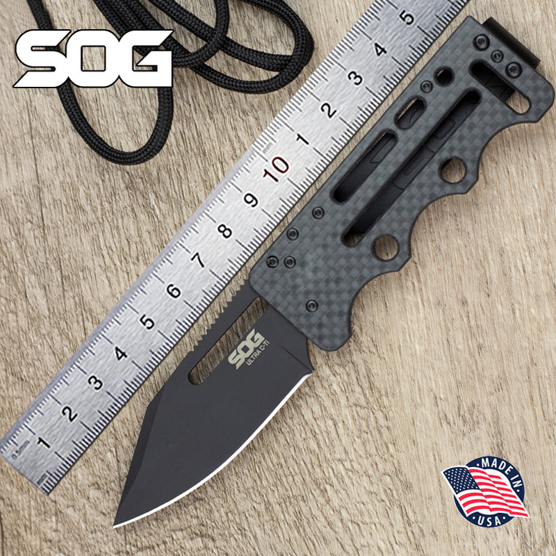 美国正品SOG索格VG10钢碳纤维口袋刀便携随身卡片刀锋利折叠刀edc