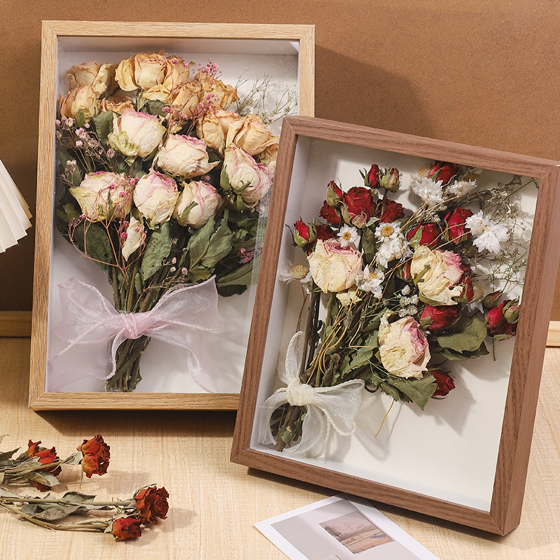 创意放干花收纳相框纪念礼物母亲节送礼画框高级感可爱玫瑰花背景