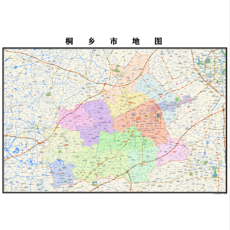 嘉兴桐乡市地图2023年行政区划市区主城区街道交通地图图片素材