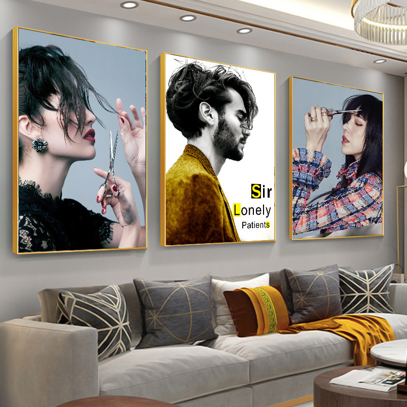 JZ05理发店发型挂画造型图片发廊沙龙海报专用发型画美发店墙