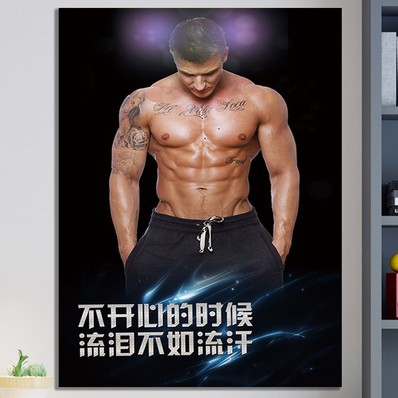 健身房海报墙贴装饰图片励志美女运动瘦身肌肉男女马甲线宿舍定制