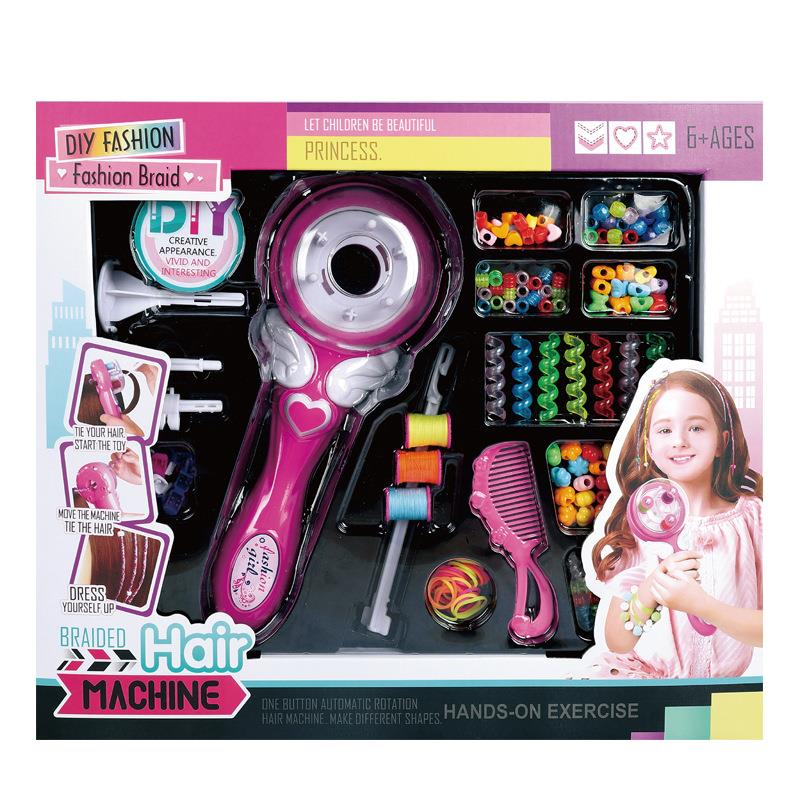 电动女孩魔法自动编发器儿童过家家可爱发型贴钻饰品玩具礼盒跨境