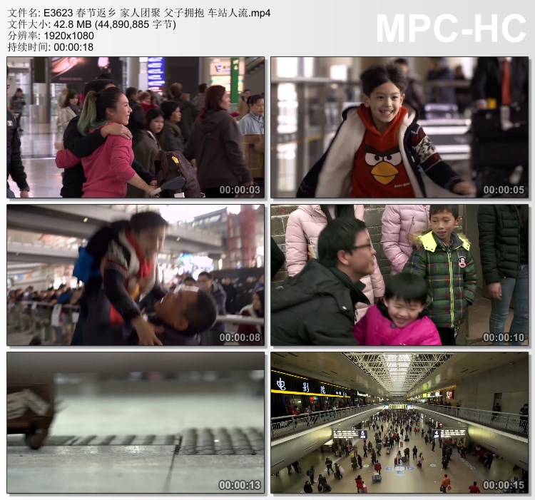春节返乡家人团聚视频 父子拥抱 车站人流 高清实拍视频素材