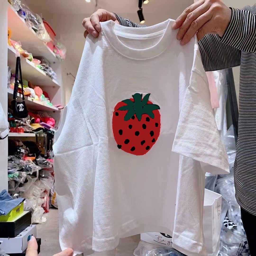 2022春夏新款儿童短袖中大童上衣波拉bora韩国童装男女童草莓T恤