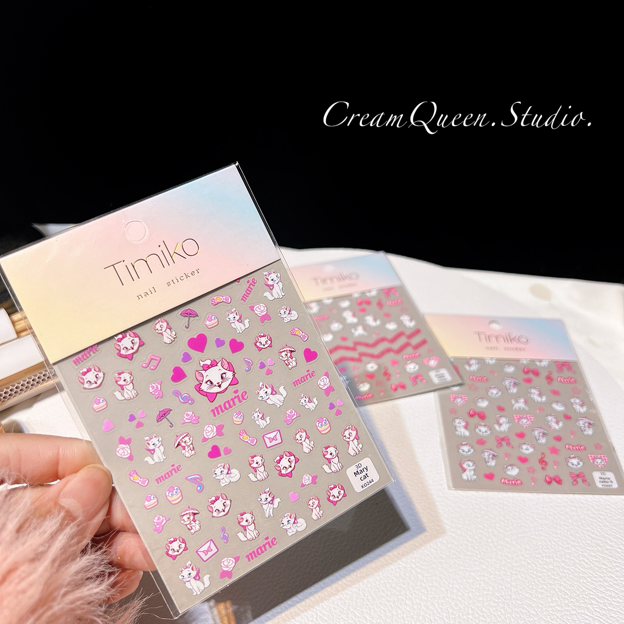 奶油皇后DIY手工贴纸可爱猫咪系列少女粉色小猫水晶滴胶流麻素材