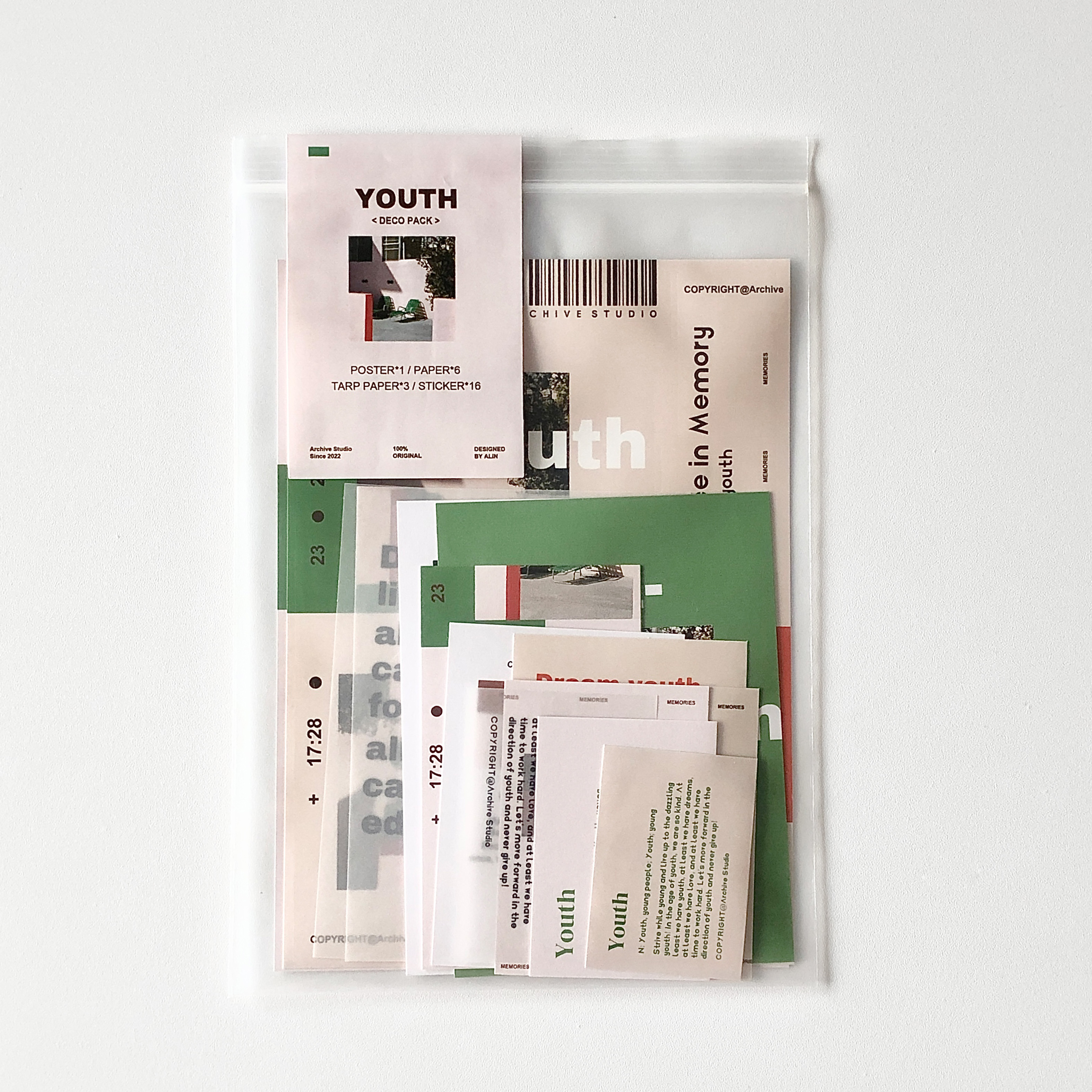 Archive Studio原创贴纸卡片套装手帐装饰素材包治愈色系2.0 粉色