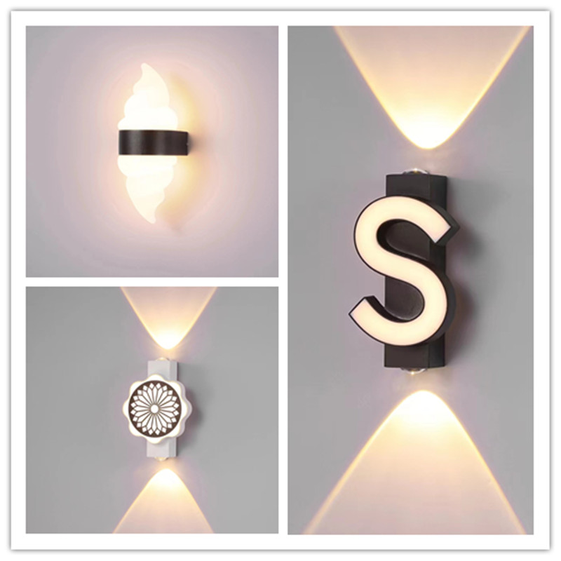 LED简约现代壁灯几何造型庭院线条灯唯美字母灯符号标记背景装饰