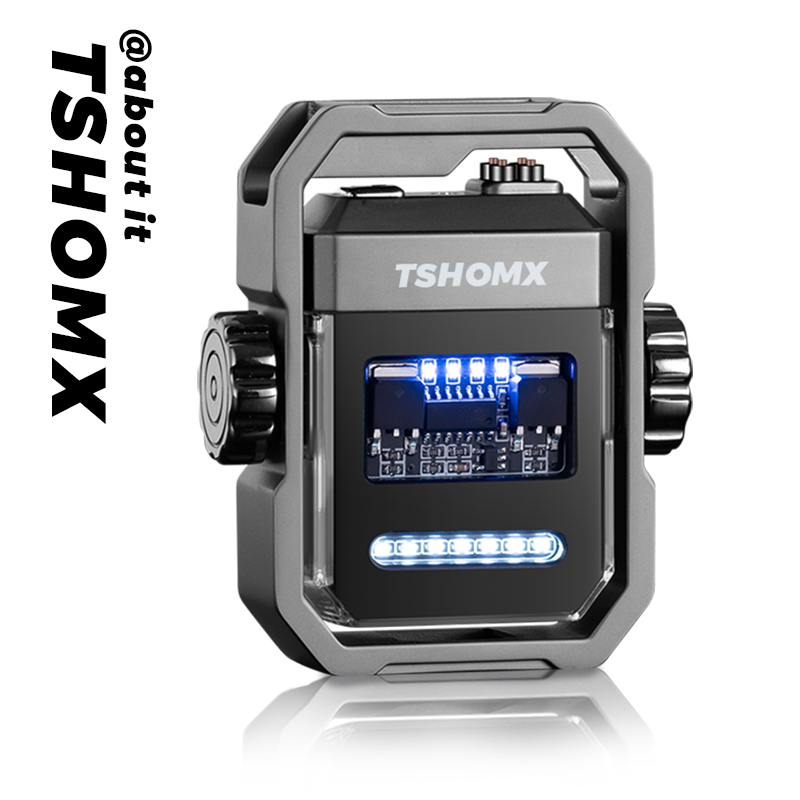 TSHOMX充电打火机双电弧陀螺旋转解压网红高颜值火机送男友礼物
