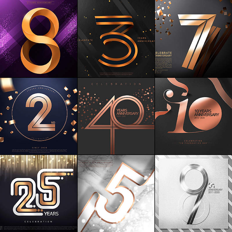 Z13周年庆3d数字阿拉伯字体特效立体字金属字艺术字PSD设计素材